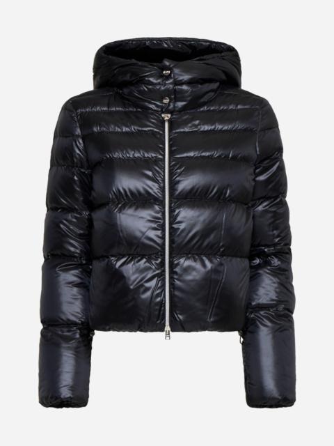 Herno Black Ultralight Nylon hooded bomber jacket