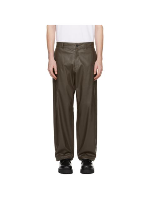 N.Hoolywood Brown Wide Faux-Leather Trousers