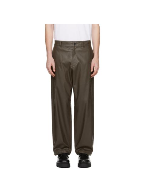 Brown Wide Faux-Leather Trousers