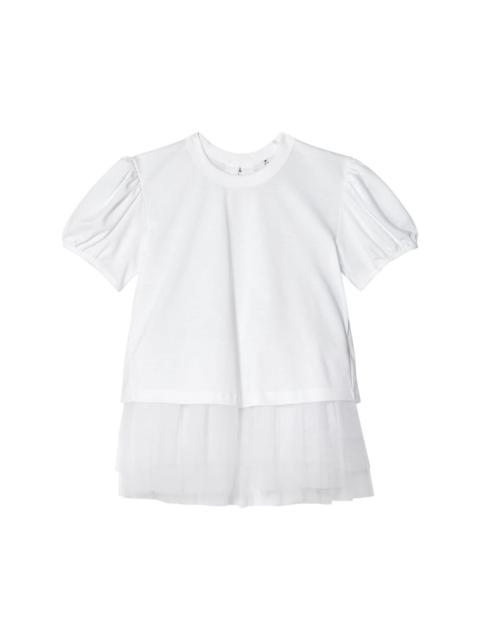 tulle-layer cotton T-shirt