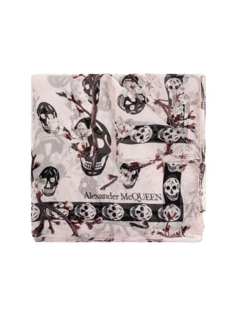 skull-motif silk scarf