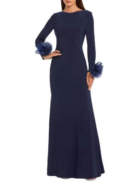 MAC DUGGAL Women's Organza Rosette Long-Sleeve Gown - Midnight