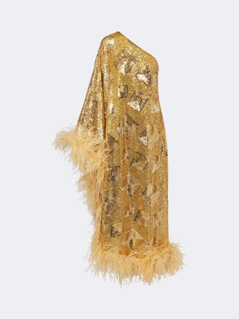 Taller Marmo Feather-trimmed sequined gown