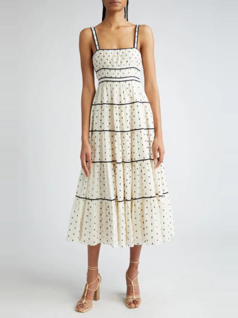 Clemente Abstract Print Tiered Cotton Midi Sundress
