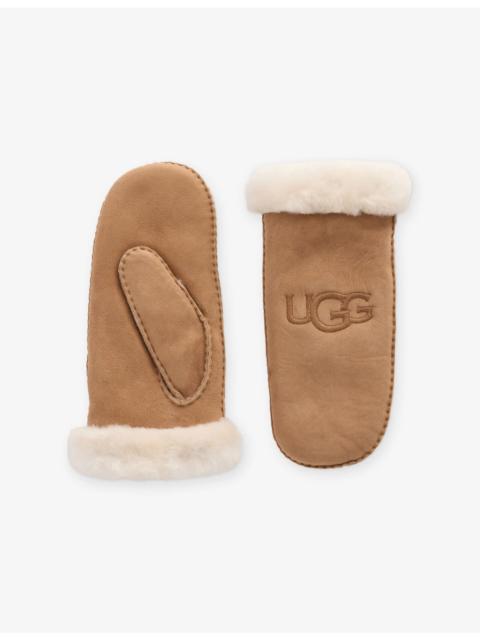 UGG Logo-Embroidered Sheepskin Mittens