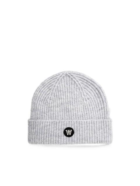 Wood Wood ribbed-knit logo-patch beanie hat