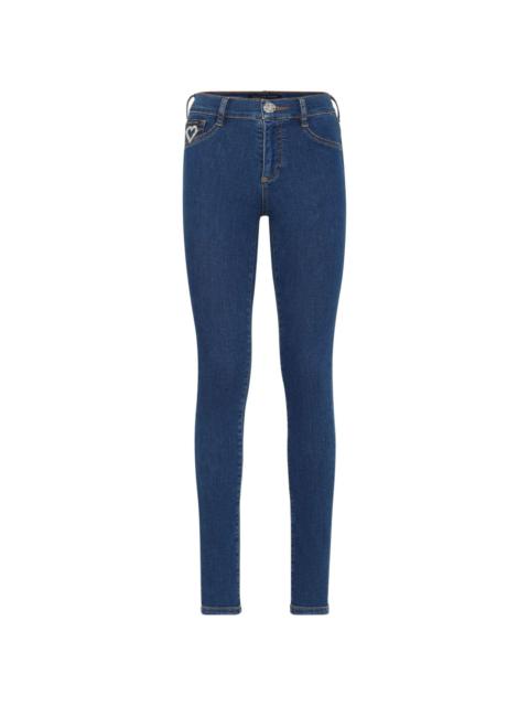 Heart mid-rise skinny jeans