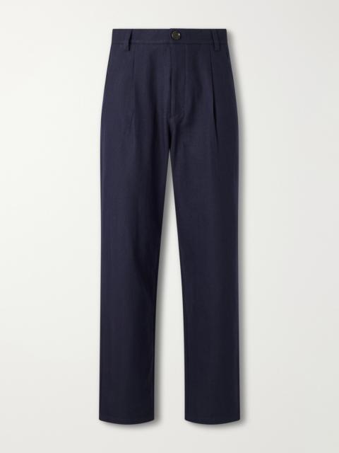 Oliver Spencer Morton Straight-Leg Pleated Cotton and Wool-Blend Suit Trousers