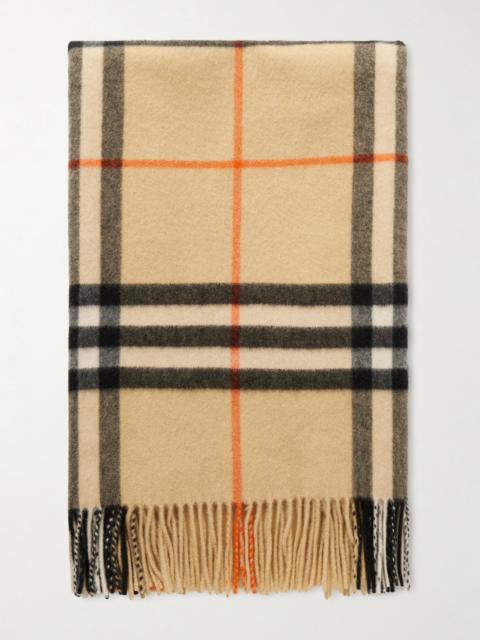 Burberry Fringed Checked Cashmere Scarf