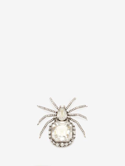 Alexander McQueen Men's Jewelled Spider Brooch in Antique Silver