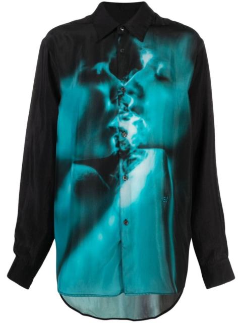 Otis Teal Smoke satin shirt