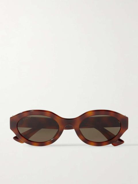 Oval-frame tortoiseshell acetate sunglasses