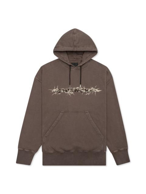 GIVENCHY BARBED WIRE TUFTING WASHED HOODIE - CHOCOLATE