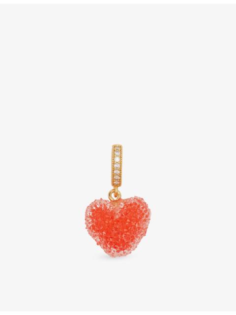 CRYSTAL HAZE Jelly Heart Connector 18ct Yellow-Gold Plated Brass And Enamel Pendant