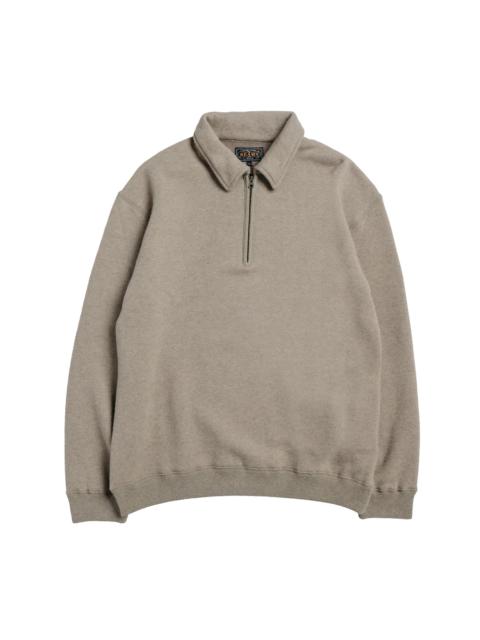 BEAMS PLUS Sweat Half Zip Wool Cotton Beige