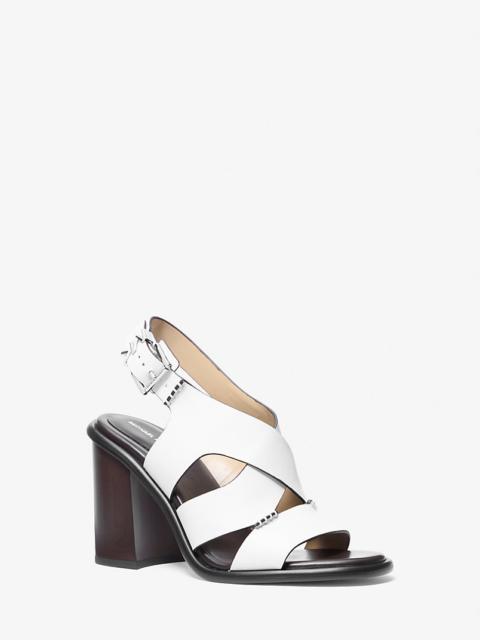 MICHAEL KORS Raven Leather Block Heel Sandal