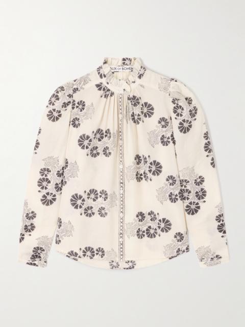 ALIX OF BOHEMIA Artemis Java Ruched Floral-print Wool-twill Shirt
