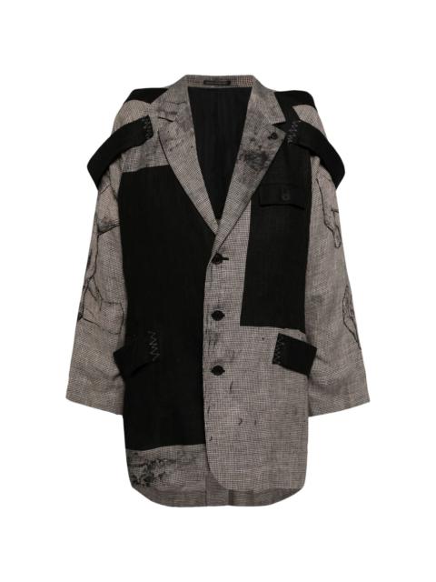 Yohji Yamamoto layered-design linen blazer