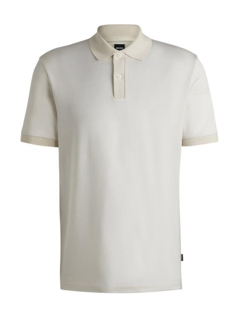 BOSS STRUCTURED-COTTON POLO SHIRT WITH SOLID TRIMS
