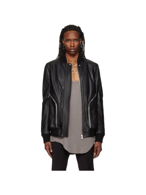 Rick Owens Black Heizer Leather Flight Jacket
