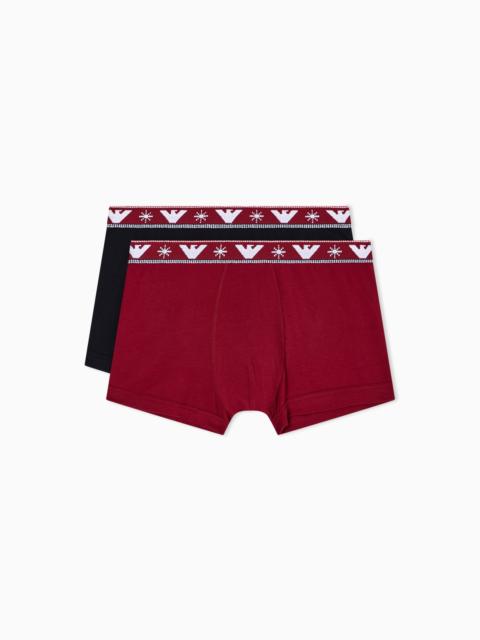 EMPORIO ARMANI TWO-PACK OF HOLIDAYS JACQUARD JERSEY BOXER BRIEFS