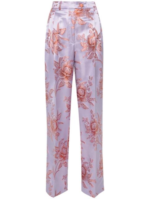 Etro floral-jacquard satin trousers