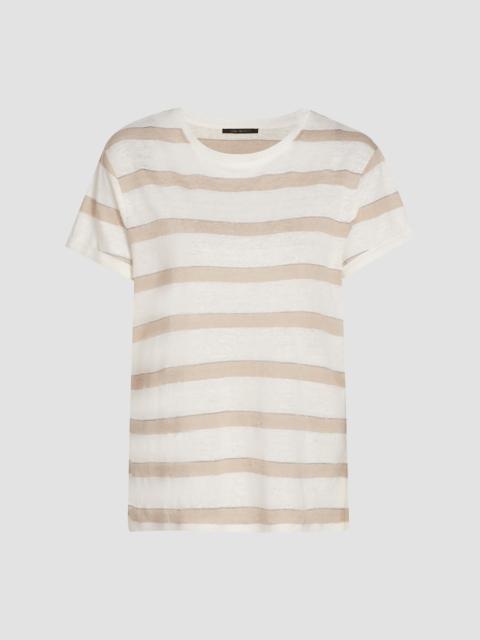 KOBI HALPERIN Women's Kendall Metallic Striped Linen T-Shirt - Beige Ivory