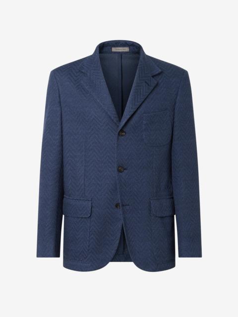 CORNELIANI Navy blue linen jersey jacket