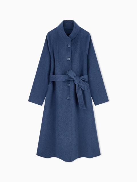 EMPORIO ARMANI COAT IN DOUBLE MELANGE VIRGIN WOOL WITH HORN-EFFECT BUTTONS