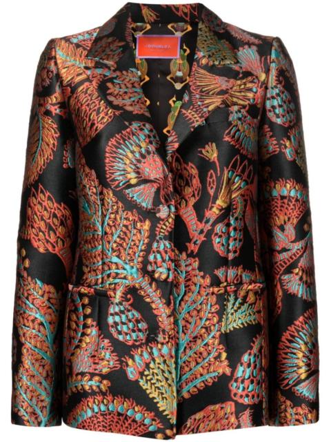 single-breasted graphic-print blazer