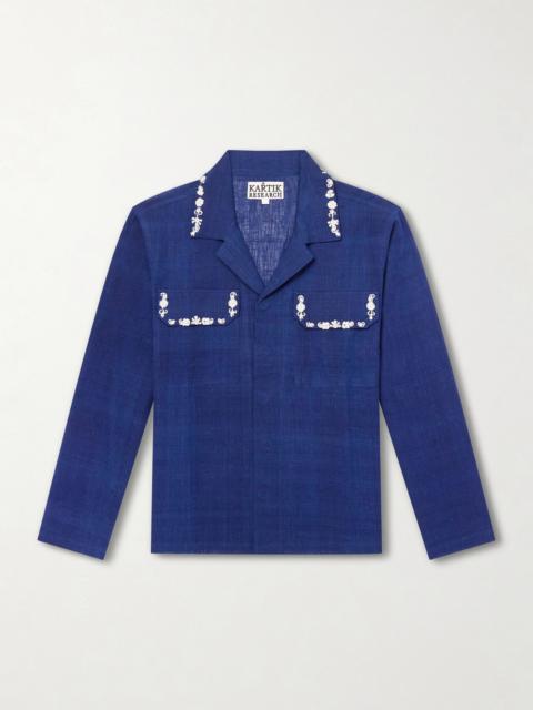KARTIK RESEARCH Surya Camp-Collar Embellished Embroidered Cotton Shirt