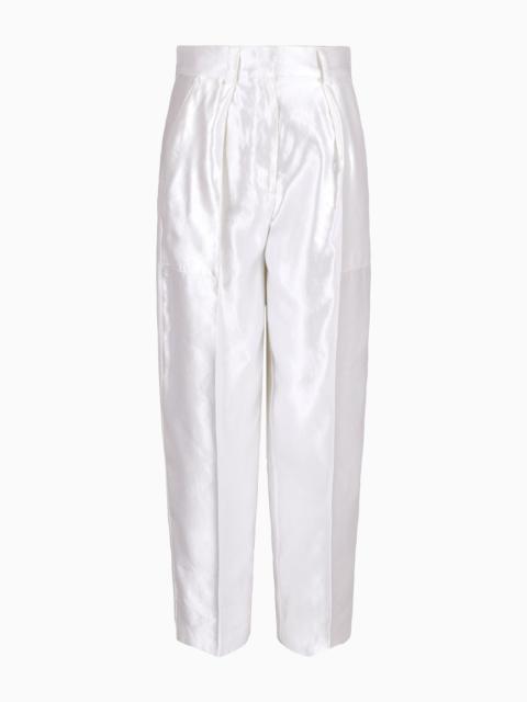 GIORGIO ARMANI Silk and linen straight trousers