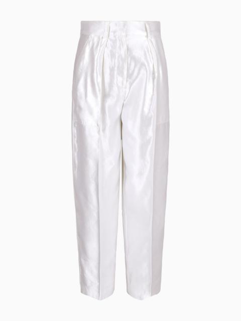 Silk and linen straight trousers