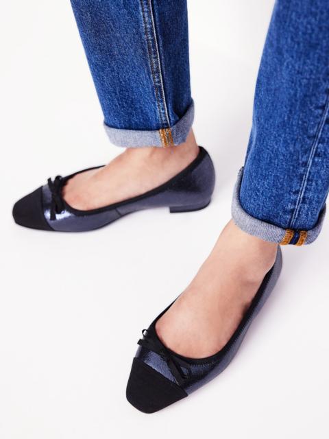 BODEN Toe Cap Ballet Flat-Navy Crackle Leather