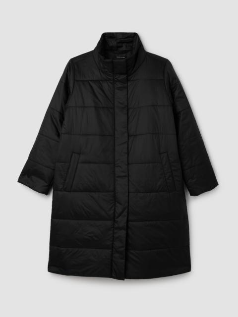 EILEEN FISHER Eggshell Recycled Nylon Stand Collar Coat