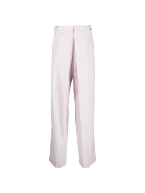 pleat-detail cotton tailored trousers