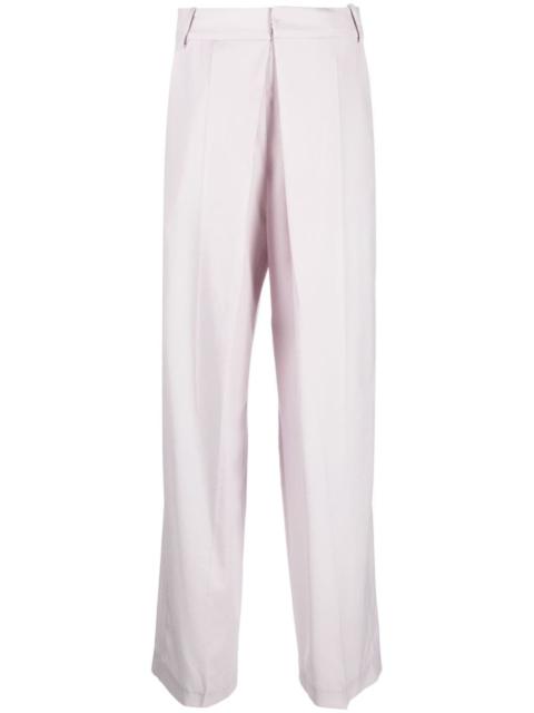 pleat-detail cotton tailored trousers