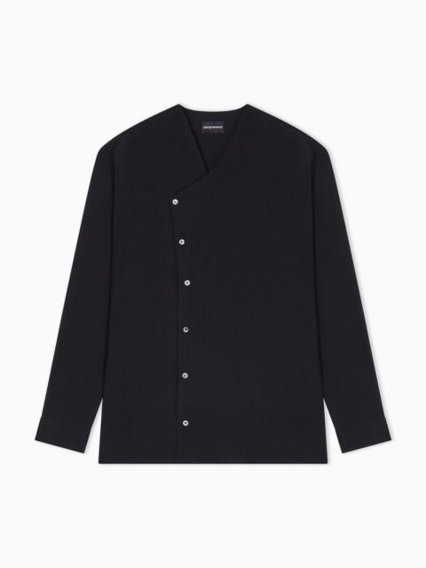 EMPORIO ARMANI SHIRT WITH OFF-CENTRE CLOSURE IN CRÊPE FABRIC