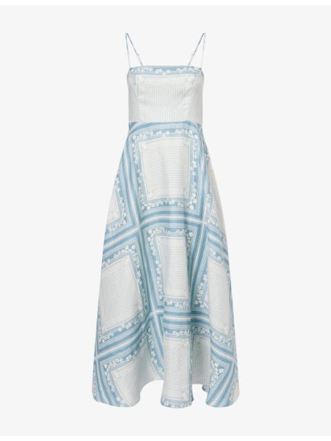 Reformation Monette Square-Neck Linen Midi Dress