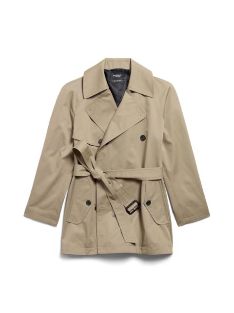 BALENCIAGA Women's Cocoon Short Trench in Beige