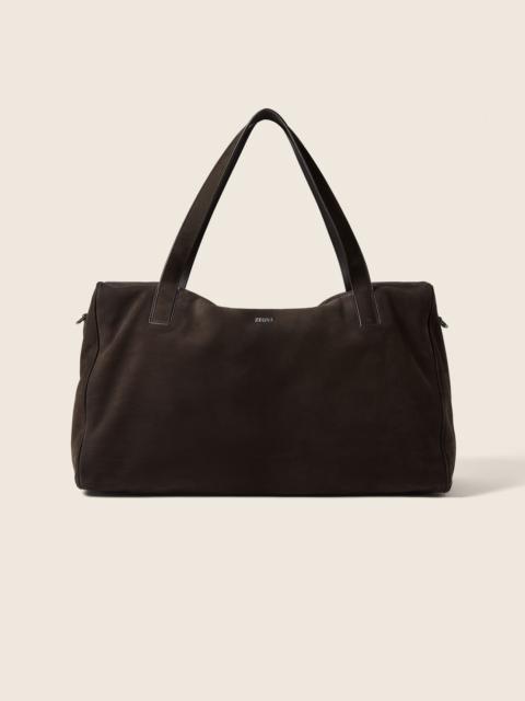ZEGNA DARK BROWN SECONDSKIN WEEKEND TRAVEL BAG