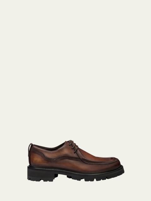 Berluti Men's Brunico Lug Sole Leather Derby Shoes