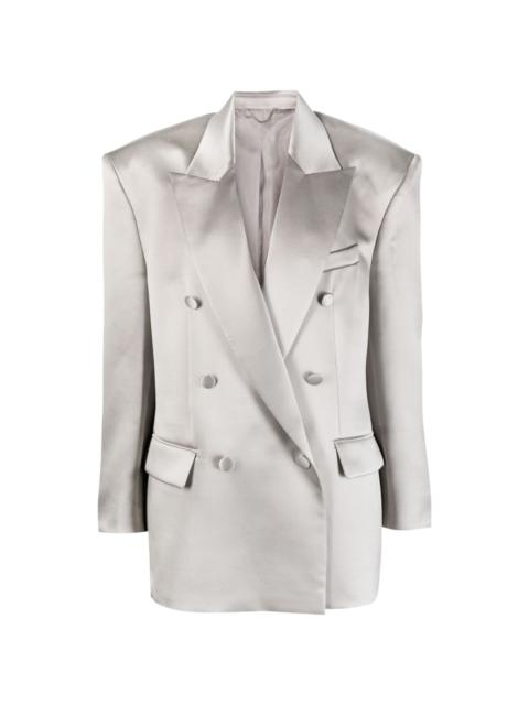 double-breasted silk blazer