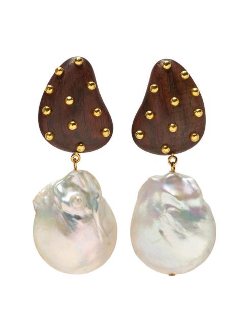 LIZZIE FORTUNATO Wood Pearl Orbit Earrings