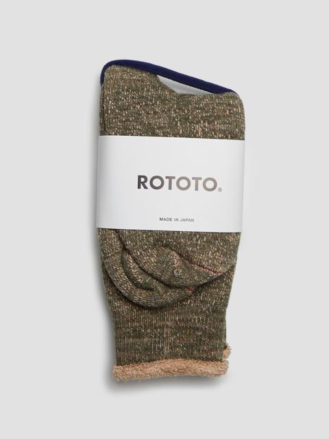 Nigel Cabourn Rototo Double Face Crew Sock in Green/Brown