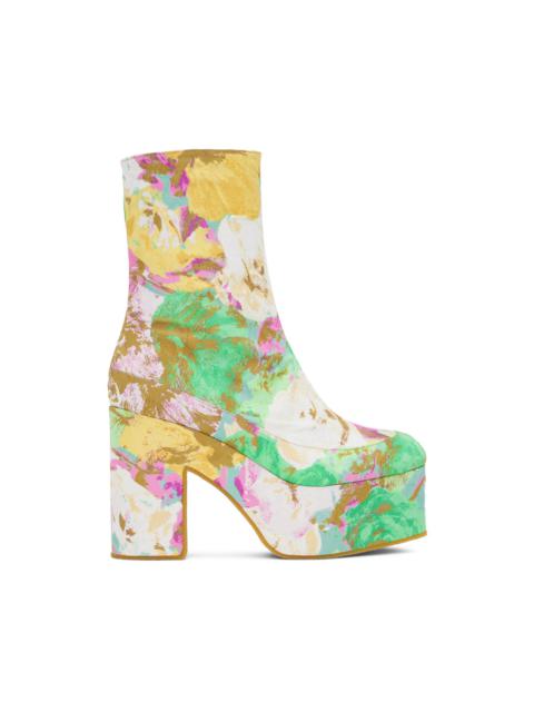 Multicolor Floral Platform Boots