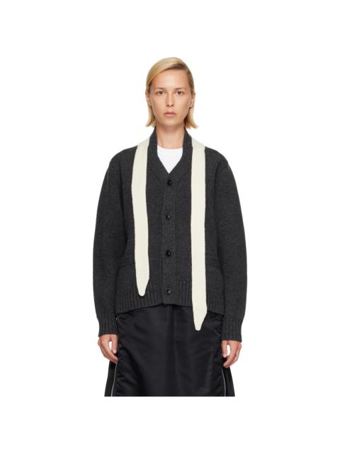 sacai Gray Wool Knit Cardigan
