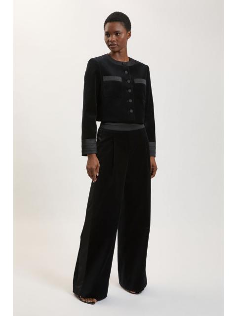 KAREN MILLEN Petite Velvet Tailored Wide Leg Trouser