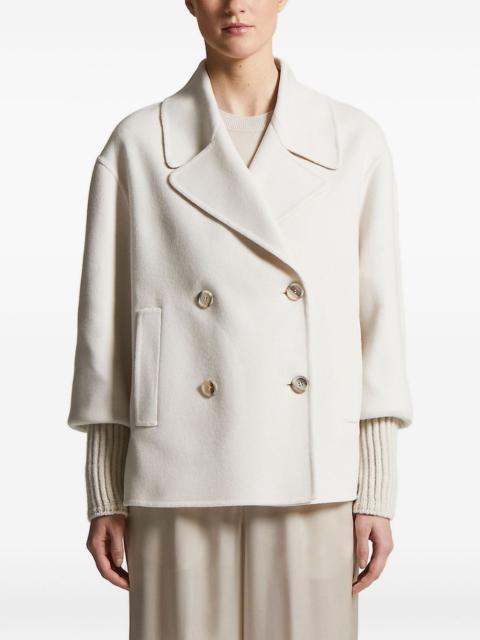 PESERICO double-breasted ribbed-cuff coat