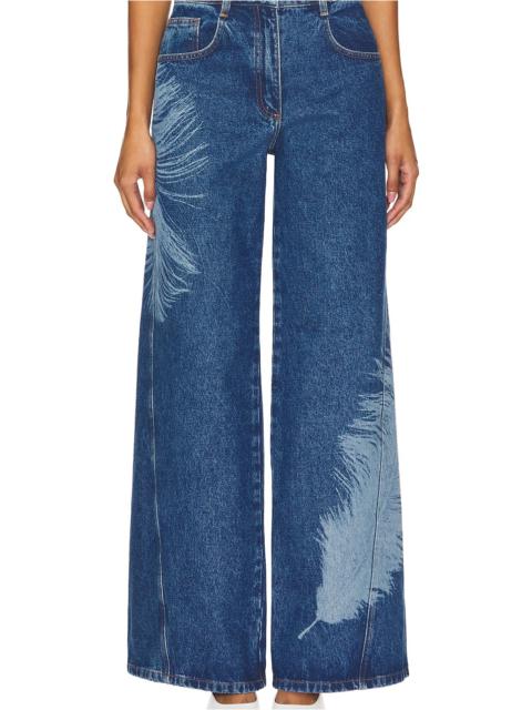 David Koma Feather Print Wide Leg